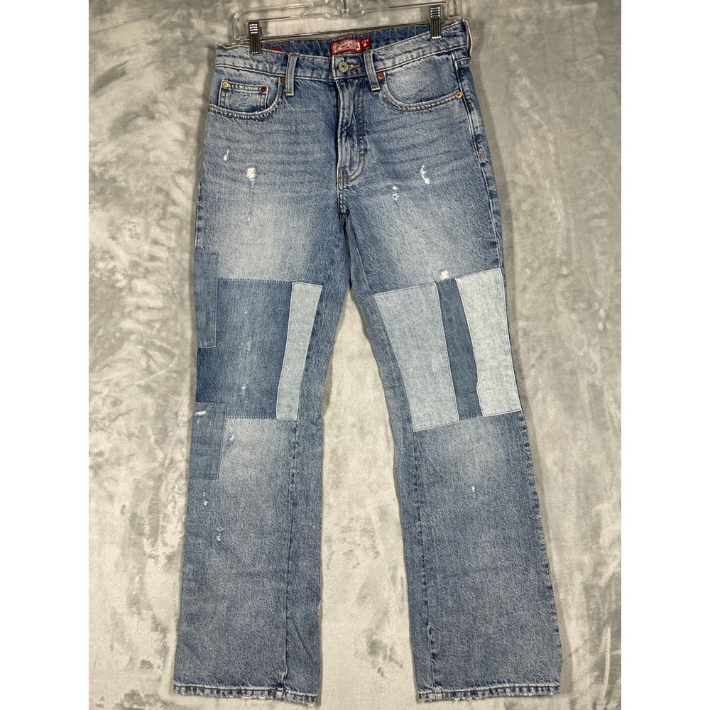 Lucky Brand Legend Boyfriend Mid Rise Flare Patchwork Jeans Blue 2/26R 80318